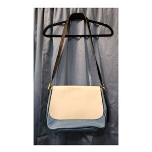 Fossil Leather Blue & White Adjustable Crossbody Bag